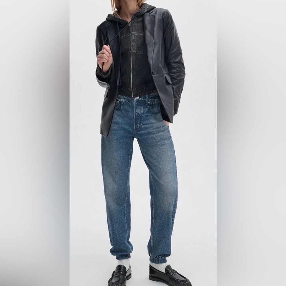 Rag and Bone Miramar denim print terry joggers in Dark Blue